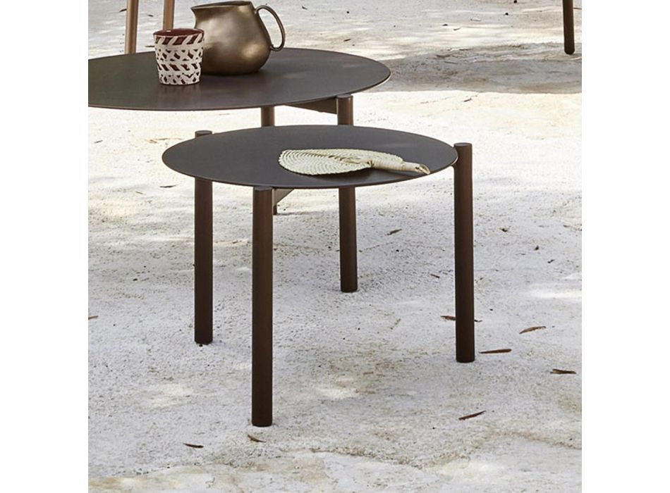 Kulatý zahradní konferenční stolek z lakovaného hliníku - Bahia od Varaschin Viadurini