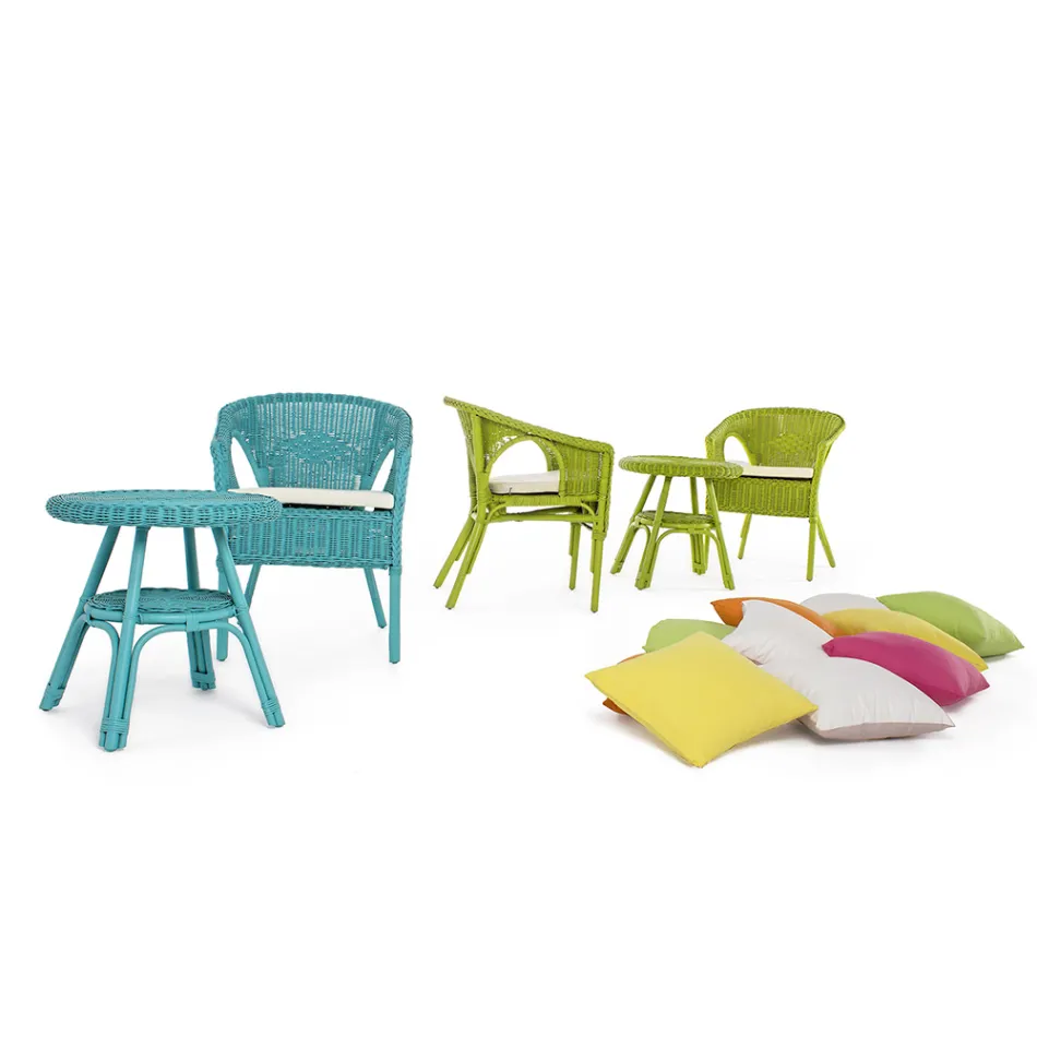 Kulatý zahradní konferenční stolek z designového ratanu, průměr 52 cm - Favolizia Viadurini