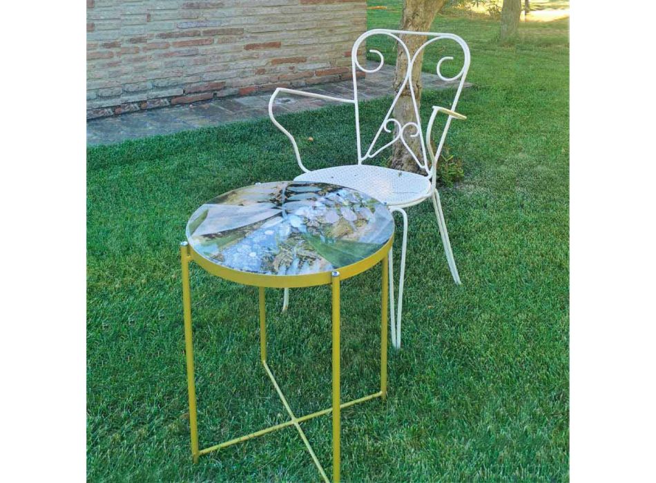 Vnitřní nebo venkovní konferenční stolek s kovovou konstrukcí vyrobený v Itálii - Carim Viadurini
