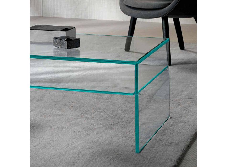 Bridge konferenční stolek z extra čirého skla Vyrobeno v Itálii - Tifrana Viadurini