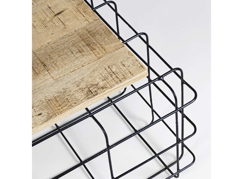 Mango dřevo a ocel konferenční stolek Průmyslový design - Carioca Viadurini