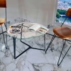 Řemeslný konferenční stolek ze skla a oceli vyrobený v Itálii - Alicante Viadurini