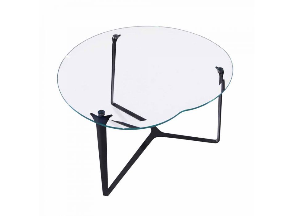 Řemeslný konferenční stolek ze skla a oceli vyrobený v Itálii - Alicante Viadurini