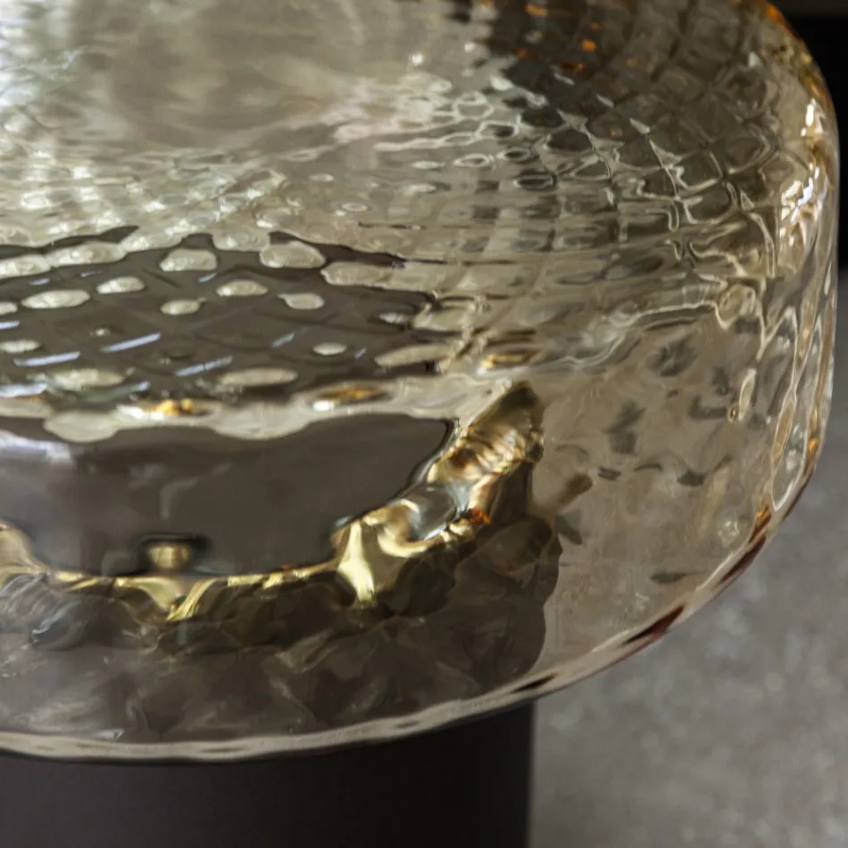 Konferenční stolek se skleněnou deskou a kovovou základnou Made in Italy - Batulla Viadurini