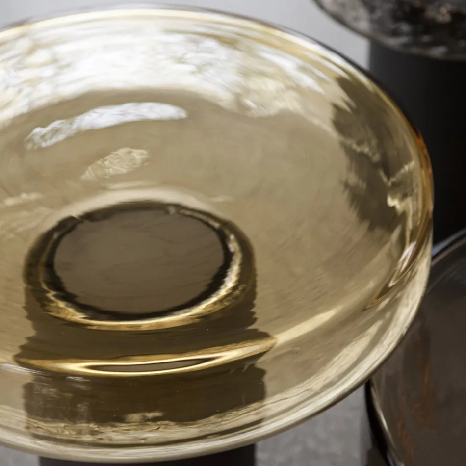 Konferenční stolek se skleněnou deskou a kovovou základnou Made in Italy - Batulla Viadurini