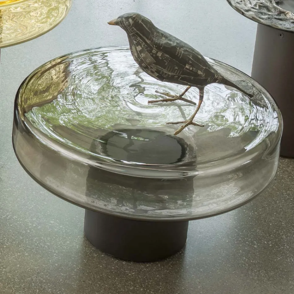 Konferenční stolek se skleněnou deskou a kovovou podnoží Made in Italy - Batulla Viadurini