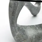 Konferenční stolek se skleněnou deskou a základnou z fosilního kamene - Kalifornie Viadurini