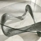 Konferenční stolek se skleněnou deskou a základnou z fosilního kamene - Kalifornie Viadurini