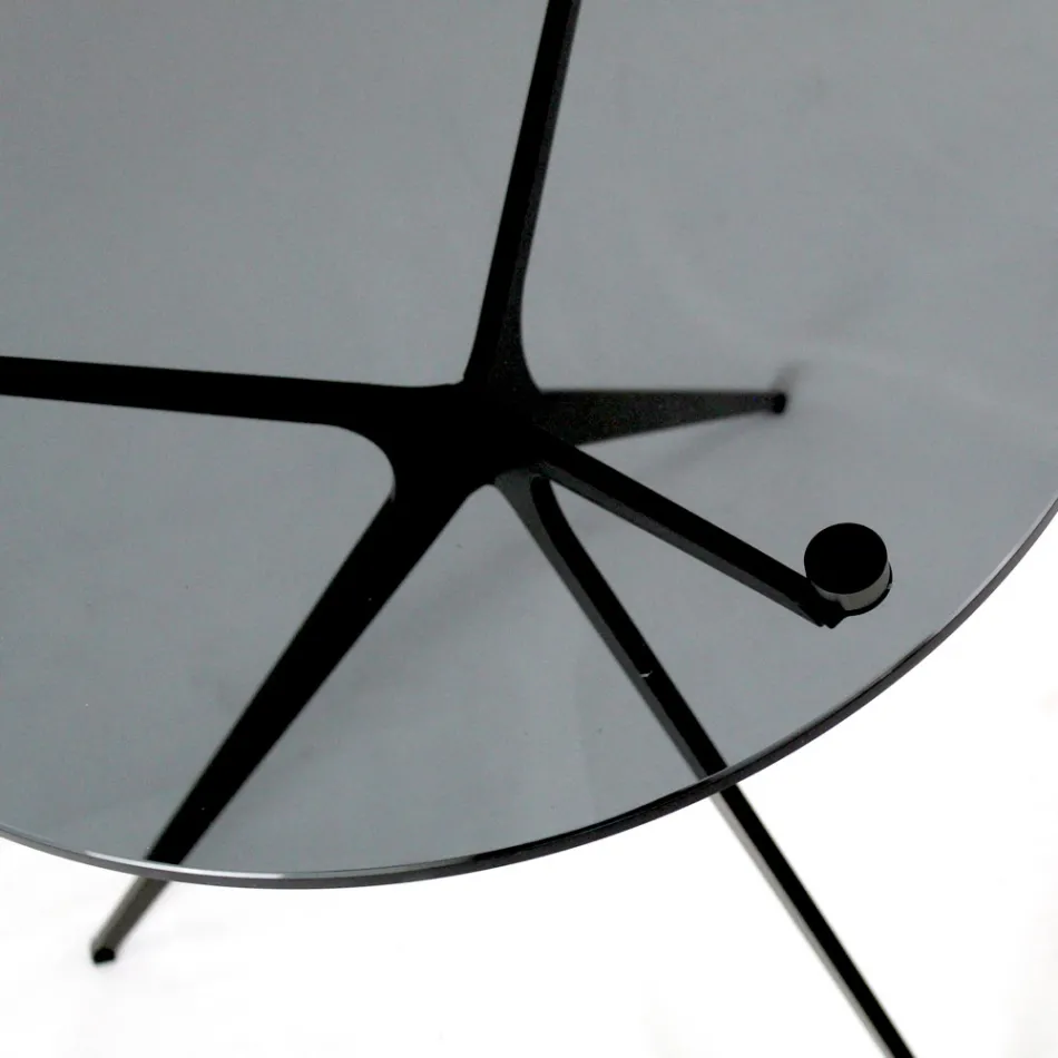Konferenční stolek s kulatou skleněnou deskou a 3 nohami Made in Italy - Siste Viadurini
