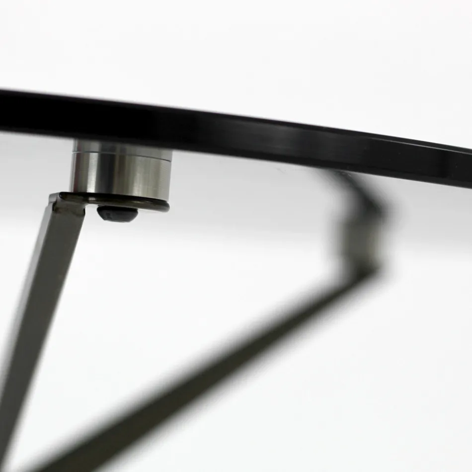 Konferenční stolek s kulatou skleněnou deskou a 3 nohami Made in Italy - Siste Viadurini