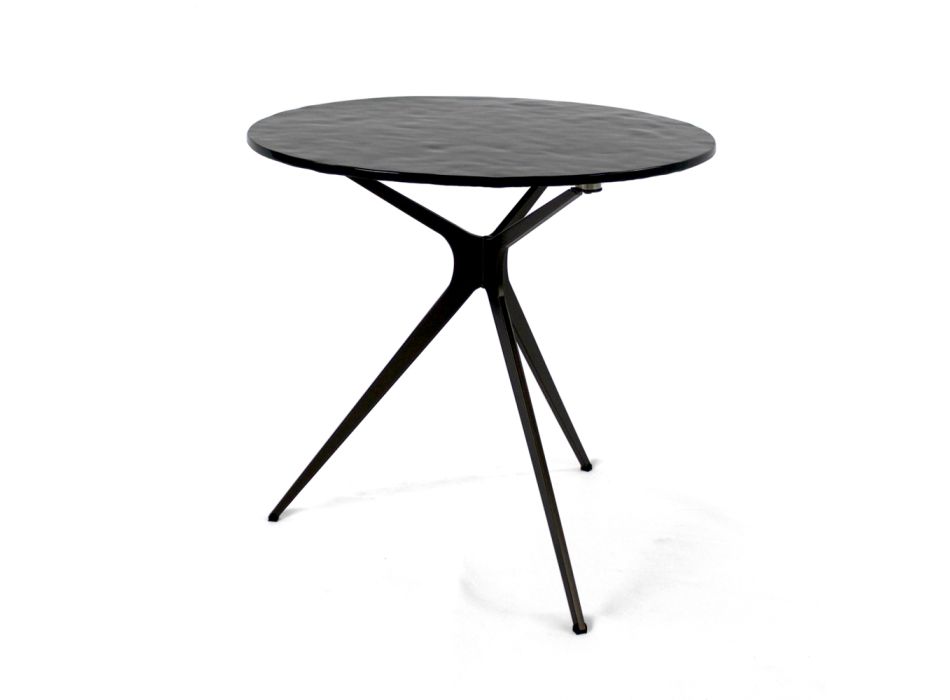 Konferenční stolek s kulatou skleněnou deskou a 3 nohami Made in Italy - Siste Viadurini