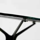 Konferenční stolek s kulatou skleněnou deskou a 3 nohami Made in Italy - Siste Viadurini