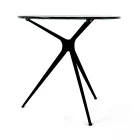 Konferenční stolek s kulatou skleněnou deskou a 3 nohami Made in Italy - Siste Viadurini