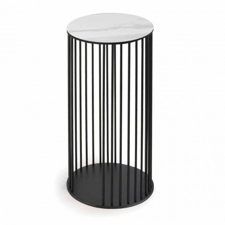 Konferenční stolek s kulatým keramickým povrchem vyrobený v Itálii - Montebianco Viadurini