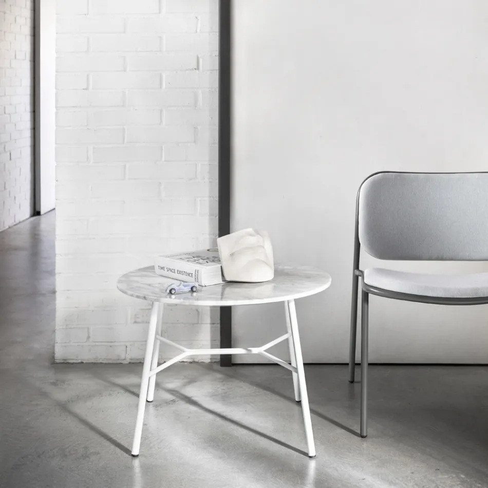 Konferenční stolek s kulatou mramorovou deskou Made in Italy - Makino Viadurini