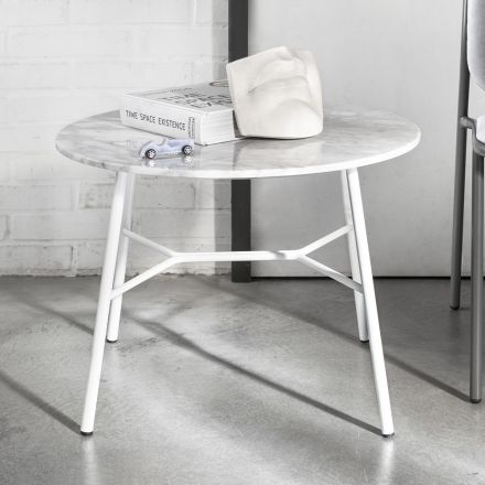 Konferenční stolek s kulatou mramorovou deskou Made in Italy - Makino Viadurini