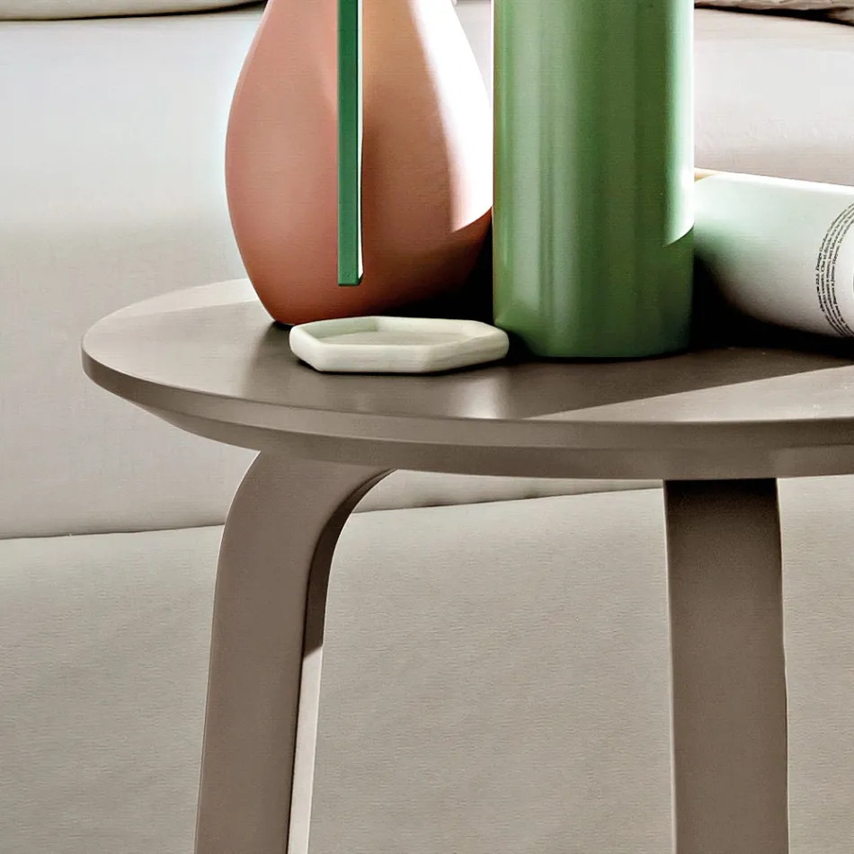 Konferenční stolek do obývacího pokoje s kulatou lakovanou deskou z MDF vyrobený v Itálii, Precious - Tobiko Viadurini