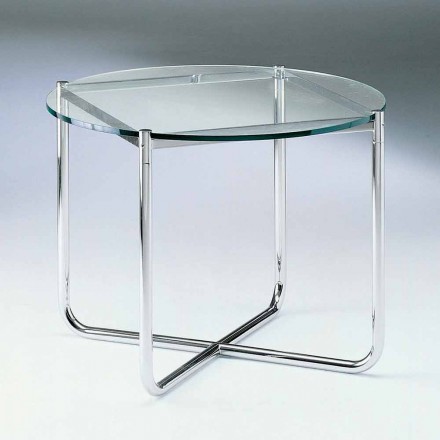 Konferenční stolek s kulatou skleněnou deskou vyrobený v Itálii - Costanza Viadurini