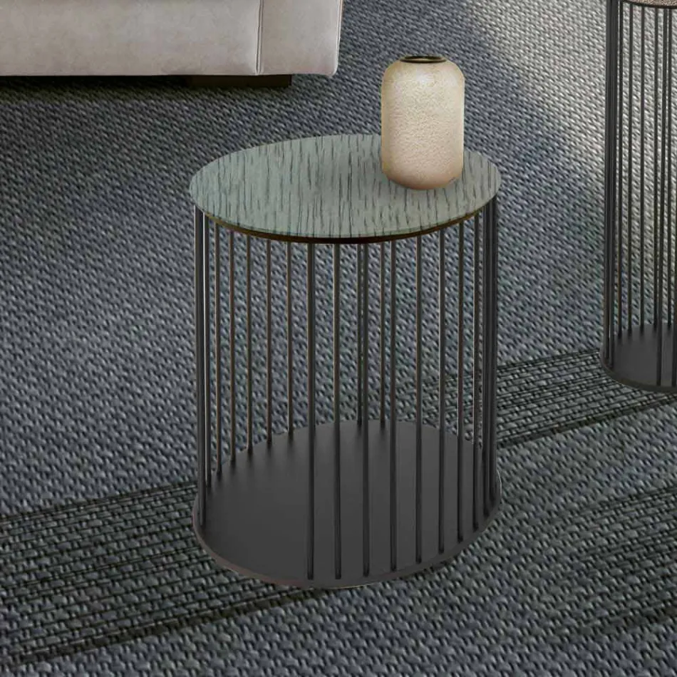 Konferenční stolek s kulatým dřevěným topem vyrobené v Itálii - Montebianco Viadurini