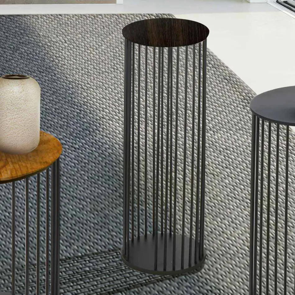 Konferenční stolek s kulatým dřevěným topem vyrobené v Itálii - Montebianco Viadurini