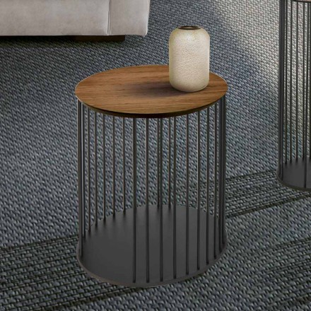 Konferenční stolek s kulatým dřevěným topem vyrobené v Itálii - Montebianco Viadurini