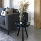 Designový konferenční stolek s kulatou deskou a nohama z masivního dřeva - Salerno Viadurini