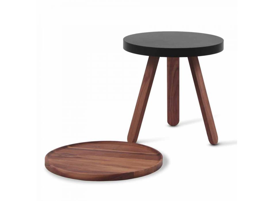 Designový konferenční stolek s kulatou deskou a nohama z masivního dřeva - Salerno Viadurini