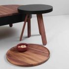 Designový konferenční stolek s kulatou deskou a nohama z masivního dřeva - Salerno Viadurini
