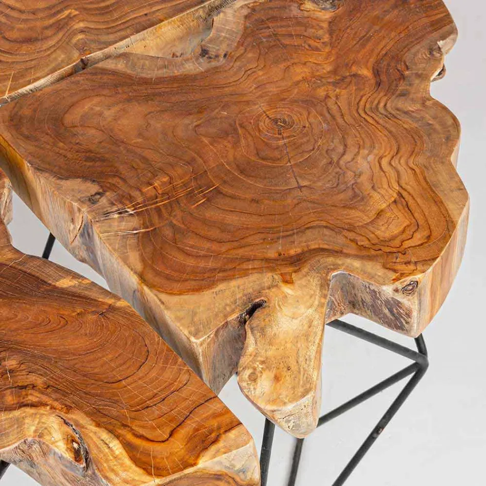 Designový konferenční stolek Homemotion s teakovou deskou - Grillo Viadurini