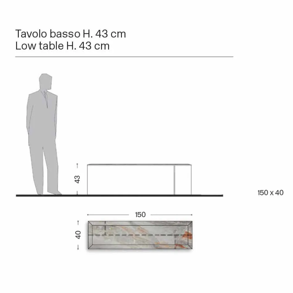 Designový konferenční stolek v mramoru se skleněnou základnou vyrobený v Itálii - Molino Viadurini