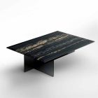 Designový konferenční stolek v mramoru se skleněnou základnou vyrobený v Itálii - Molino Viadurini