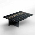 Designový konferenční stolek v mramoru se skleněnou základnou vyrobený v Itálii - Molino