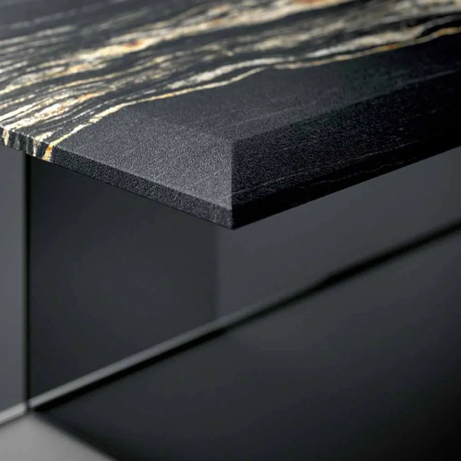 Designový konferenční stolek v mramoru se skleněnou základnou vyrobený v Itálii - Molino Viadurini