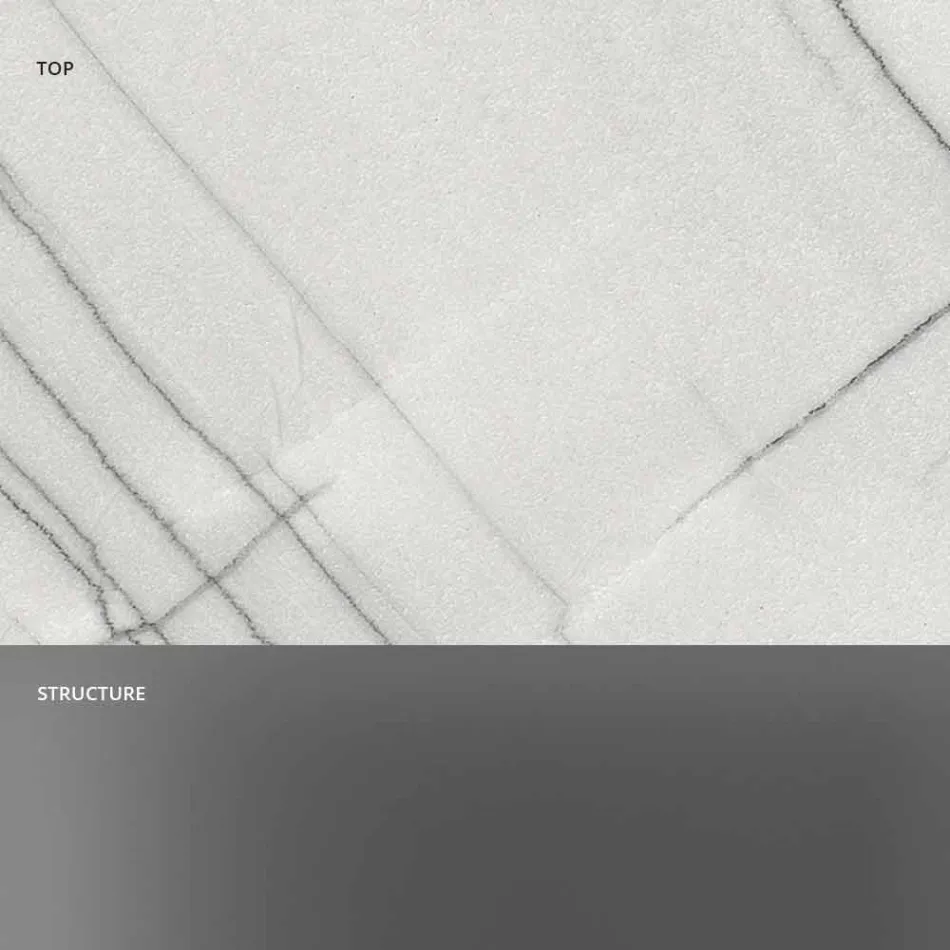 Designový konferenční stolek v mramoru se skleněnou základnou vyrobený v Itálii - Molino Viadurini