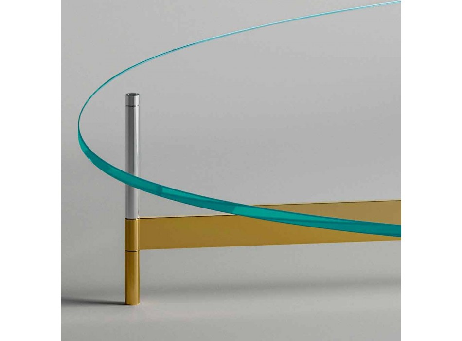 Designový konferenční stolek ve skle s kovovou základnou vyrobený v Itálii - Cinci Viadurini