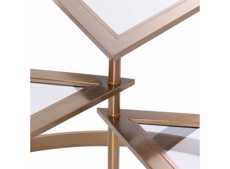 Designový konferenční stolek ve skle s detaily v mosazném provedení - Carpi Viadurini