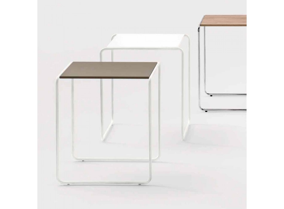Moderní design konferenční stolek v kovu a melaminu - Taddeo Viadurini