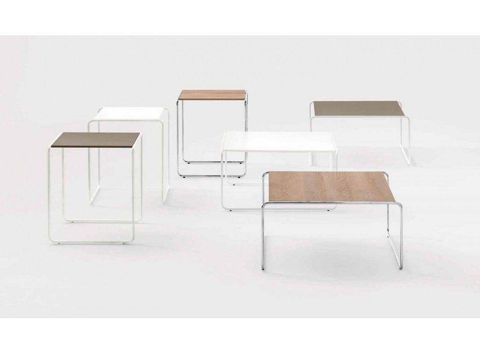 Moderní design konferenční stolek v kovu a melaminu - Taddeo Viadurini