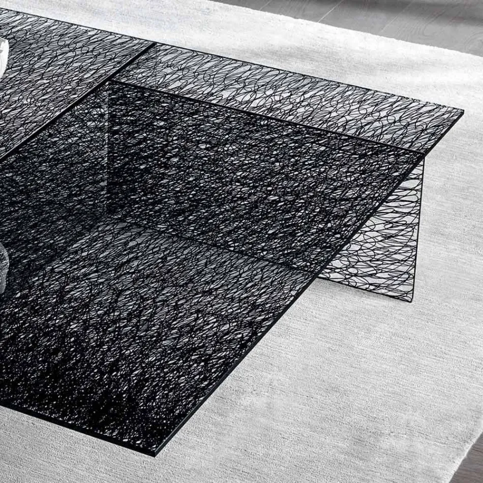 Designový konferenční stolek Mimořádné zdobené sklo Vyrobeno v Itálii - Sestola Viadurini