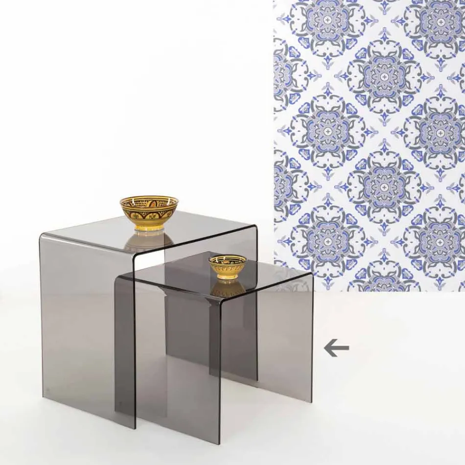 Konferenční stolek uzené moderní 40x40cm Terry malý, v Itálii Viadurini