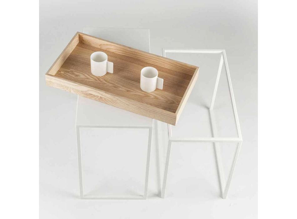 Ocelový konferenční stolek s podnosem na popel vyrobený v Itálii - krajka Viadurini