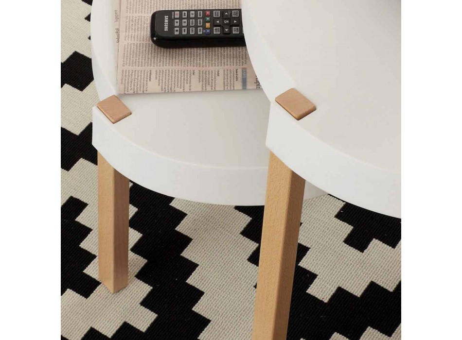 Konferenční stolek v bukovém posezení s bílým polypropylenovým Pineto Viadurini
