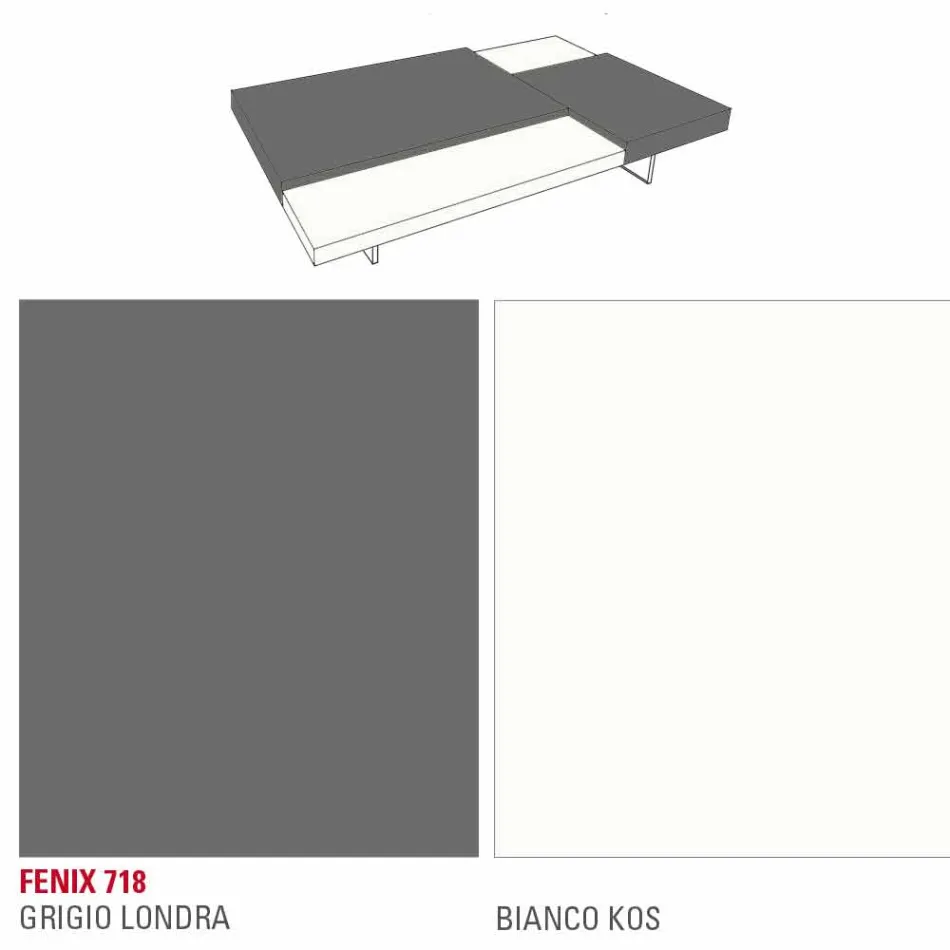 Konferenční stolek Fenix s průhlednými nohami vyrobený v Itálii - Justin Viadurini