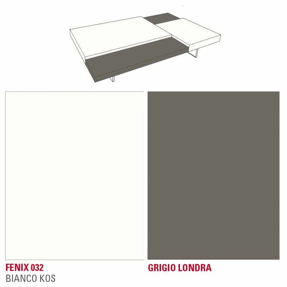 Konferenční stolek Fenix s průhlednými nohami vyrobený v Itálii - Justin Viadurini