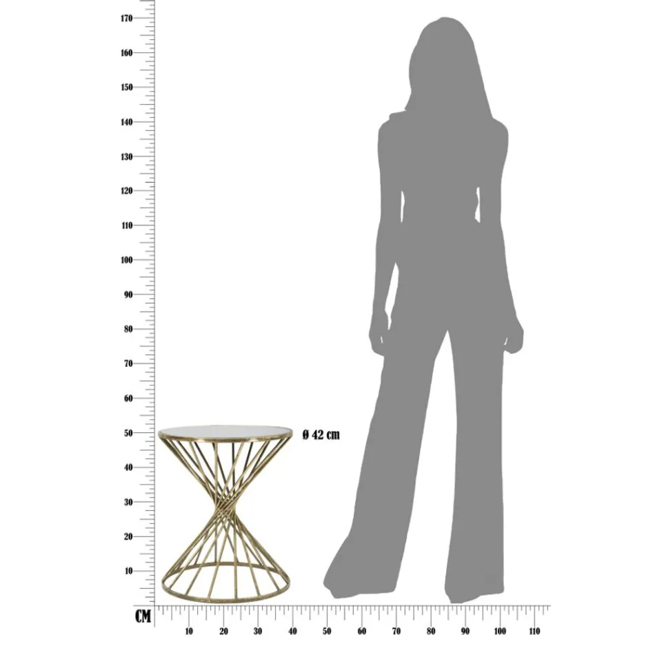 Pozlacený železný konferenční stolek se zrcadlovou deskou - meruňkový Viadurini
