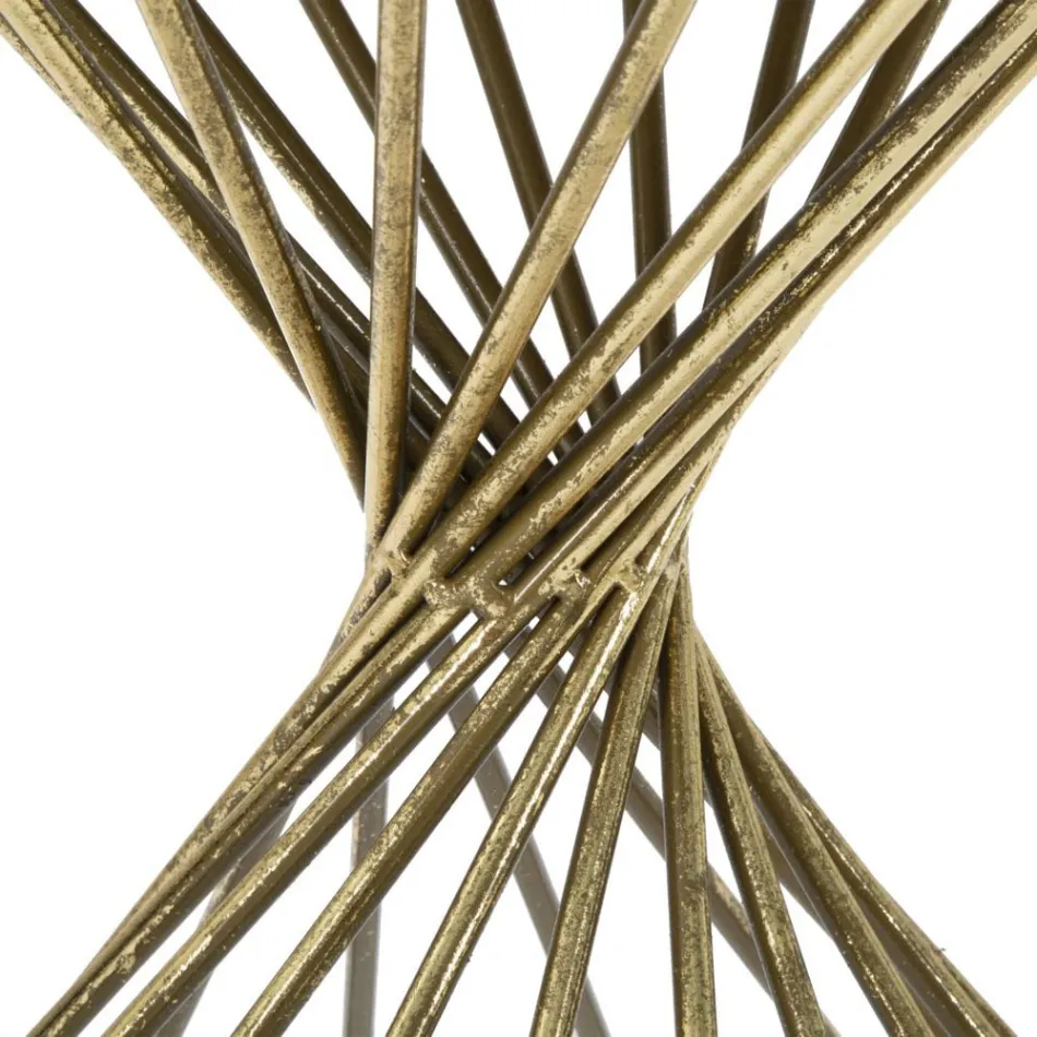 Pozlacený železný konferenční stolek se zrcadlovou deskou - meruňkový Viadurini