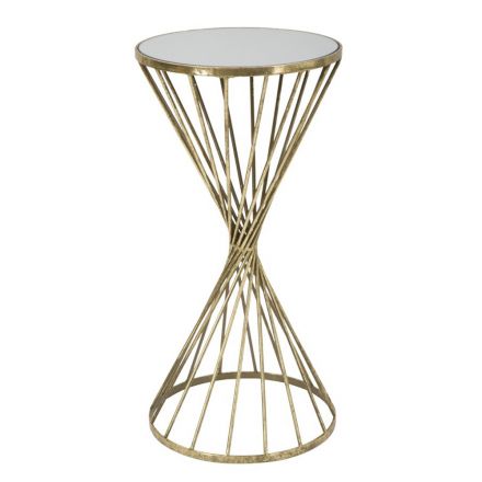 Pozlacený železný konferenční stolek se zrcadlovou deskou - meruňkový Viadurini