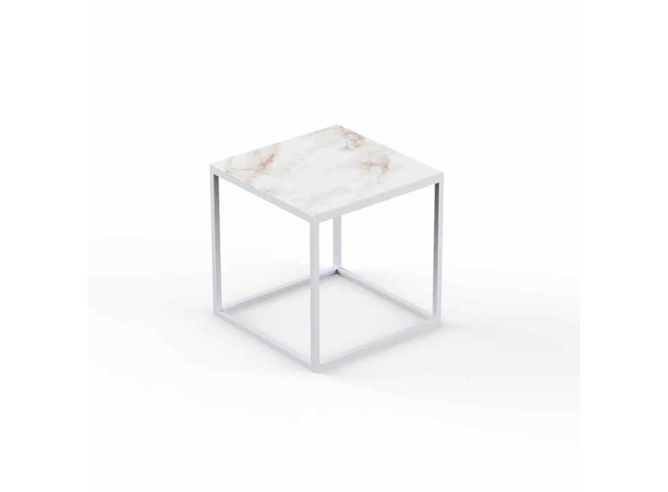 Zahradní konferenční stolek, horní hranatý efekt z mramoru - Suave od Vondom Viadurini