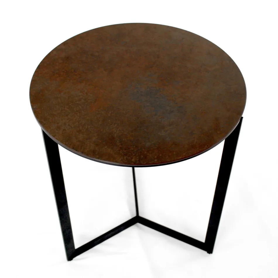 Kameninový konferenční stolek s ocelovou základnou Made in Italy - Aspira Viadurini