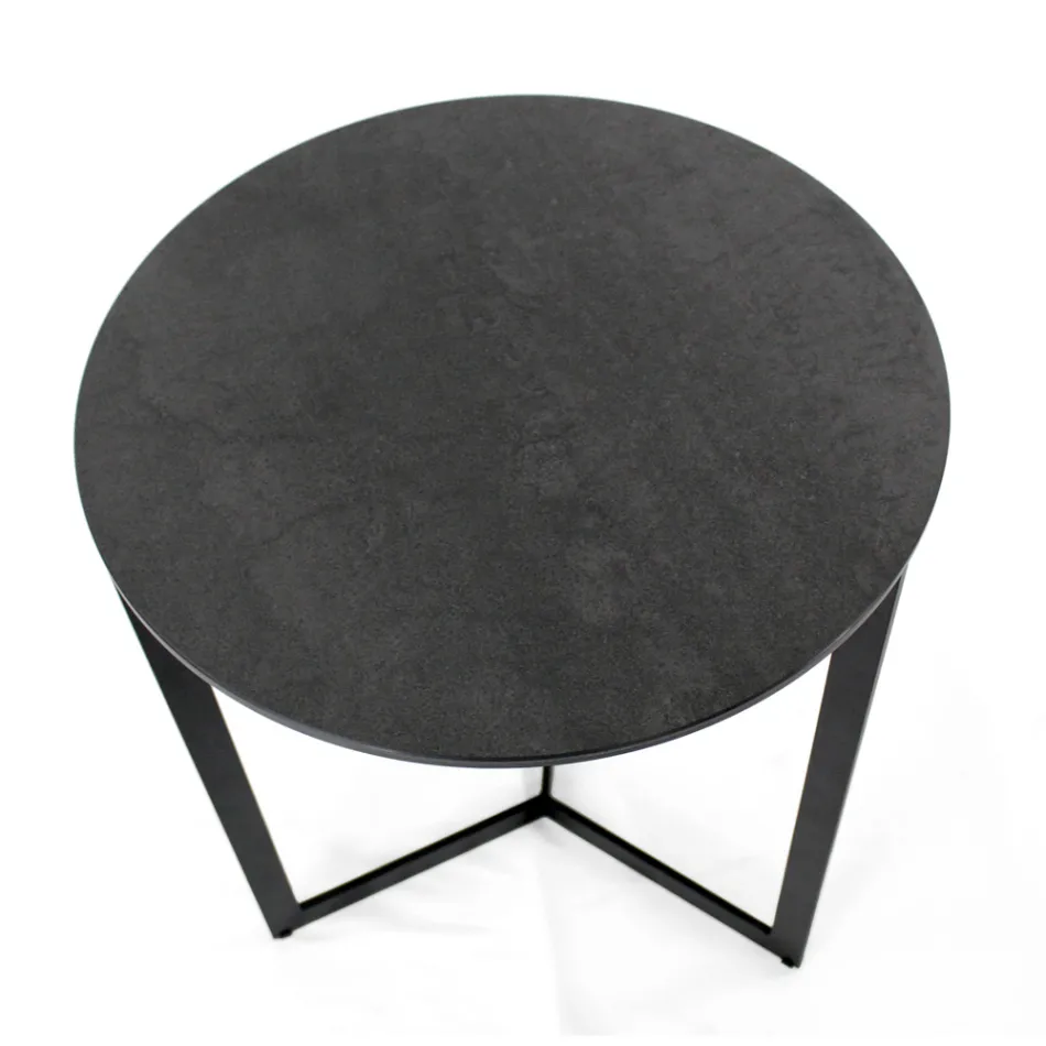 Kameninový konferenční stolek s ocelovou základnou Made in Italy - Aspira Viadurini